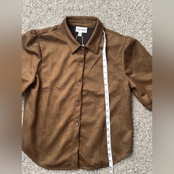 Steve Madden Preppy Old Money Brown B Faux  suede Top - Picture 12 of 13